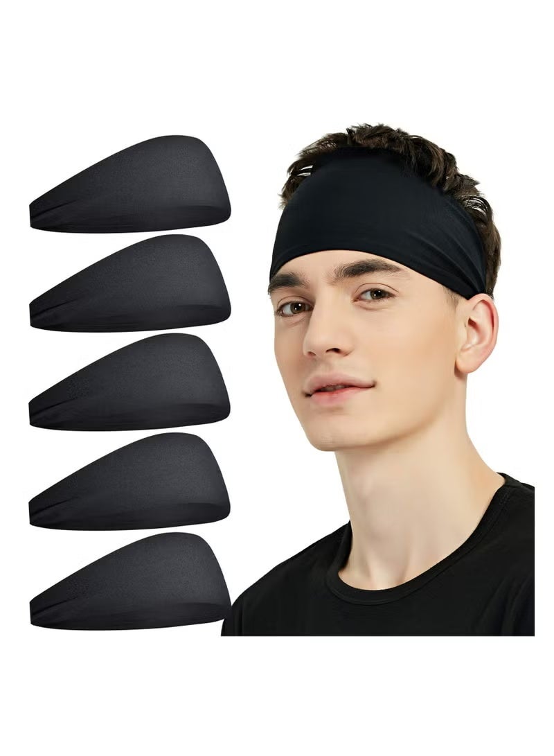 ZNARO 5 Pack Sports Headbands for Men, Moisture Wicking Workout Headband, Sweatband Headbands for Running, Cycling, Football, Yoga, Hairband for Women and Men - Image 2