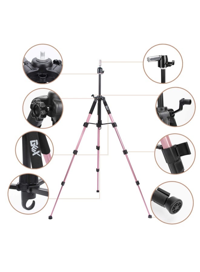 gexworldwide GEXWORLDWIDE GEX 55 Mannequin Tripod Stand Canvas Block Training Doll Manikin Head Wig Stand for Cosmetology Hairdressing Rose Gold - Image 2