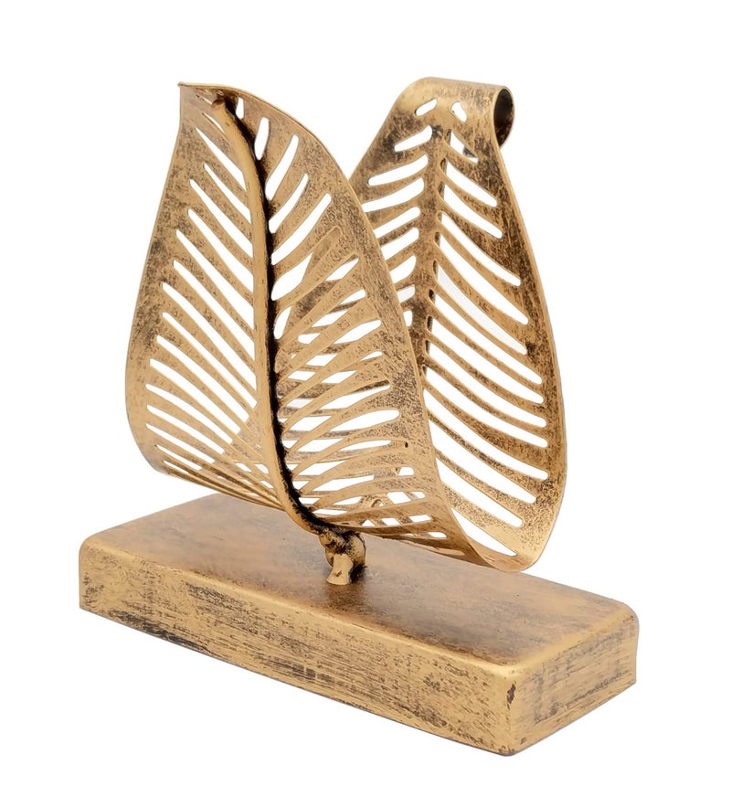 OwlGift Freestanding Modern Napkin Holder with Leaf Design Tabletop Tissue Dispenser Countertop Napkin Storage Organizer  Bronze