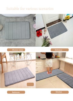 Super ZYouth Memory Foam Bathroom Mat 40x60cm (Pack of 2), Thick Soft Shower Mat, Non-slip Comfortable Bathroom Mat, High Water Absorption, Easy to Clean, Suitable for Shower, Bathtub and Floor, Bedroom, Grey  - Image 4
