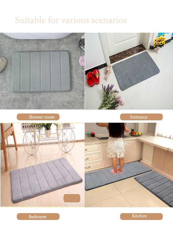 Super ZYouth Memory Foam Bathroom Mat 40x60cm (Pack of 2), Thick Soft Shower Mat, Non-slip Comfortable Bathroom Mat, High Water Absorption, Easy to Clean, Suitable for Shower, Bathtub and Floor, Bedroom, Grey  - Image 4