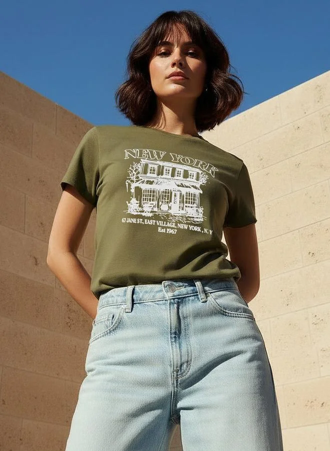 Splash FAV Regular Fit Cotton T-shirt with Graphic Print