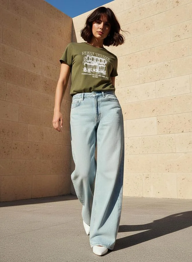 Splash FAV Regular Fit Cotton T-shirt with Graphic Print