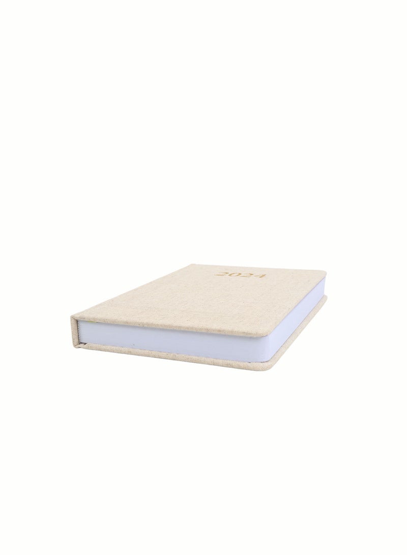 Midi 2024 Gold Stamped Cloth-Cover A5 Hardback Notebook - Gray - Image 4