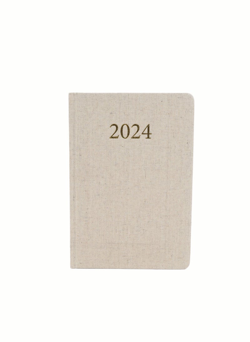 Midi 2024 Gold Stamped Cloth-Cover A5 Hardback Notebook - Gray - Image 3