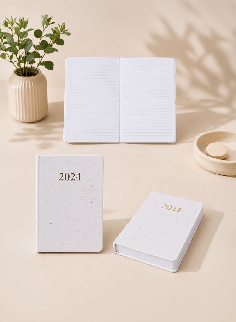 Midi 2024 Gold Stamped Cloth-Cover A5 Hardback Notebook - Gray - Image 1