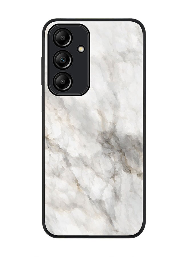 Stylizedd جراب قوي بحافة سوداء لهاتف Samsung Galaxy A55، جراب رفيع مرن مضاد للسقوط مصنوع من جل TPU - طبعة رخامية باللون البيج والرمادي - Image 1