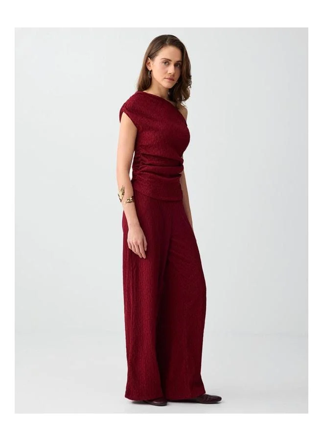 Jimmy Key Burgundy Elastic Waist Regular Leg Knit Pants.