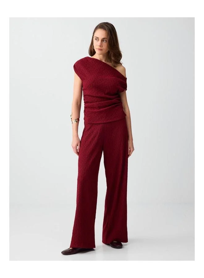 Jimmy Key Burgundy Elastic Waist Regular Leg Knit Pants.