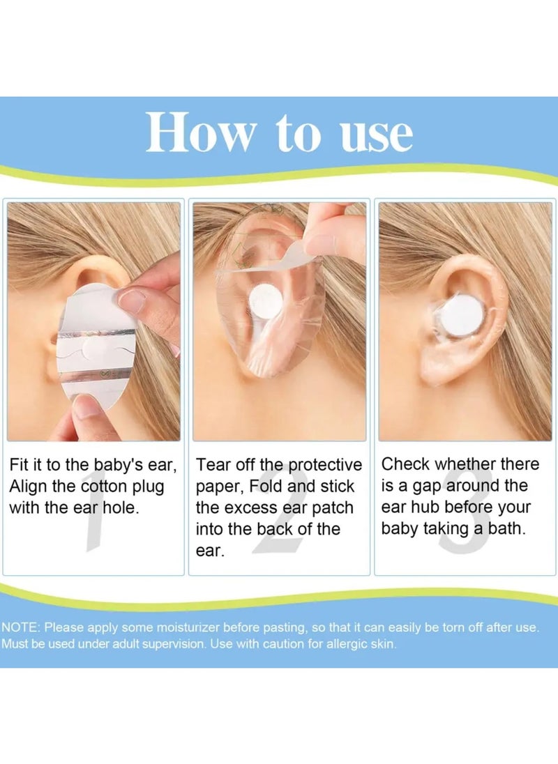 Waterproof Ear Protection Sticker, Baby Waterproof earplug, Ear Protectors Soft Disposable Breathable Ear Covers Patch for Shower and Swimming Protects Inner Ear - 60 Pcs, 4.5x7cm