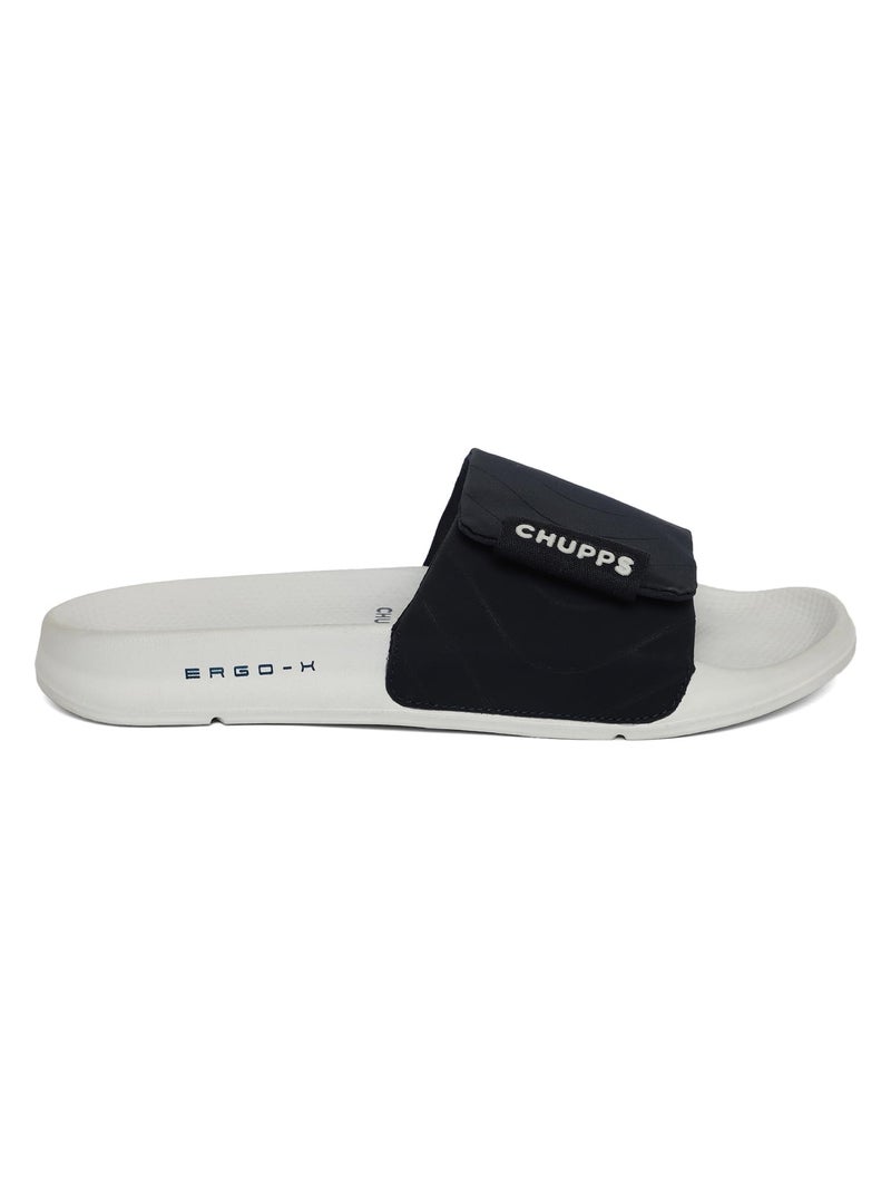 CHUPPS Bandwidth Flow Slider for Men, FOAM6 Upper Technology (6mm Foam) Snug Fit with ERGOX Plus Footbed (Contoured & Cushioned) for Super Comfort Flip Flop Slipper Navy Blue Grey - Image 5