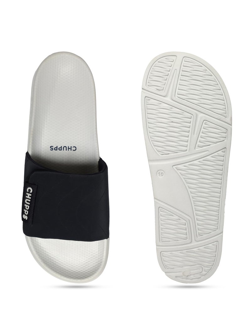 CHUPPS Bandwidth Flow Slider for Men, FOAM6 Upper Technology (6mm Foam) Snug Fit with ERGOX Plus Footbed (Contoured & Cushioned) for Super Comfort Flip Flop Slipper Navy Blue Grey - Image 4