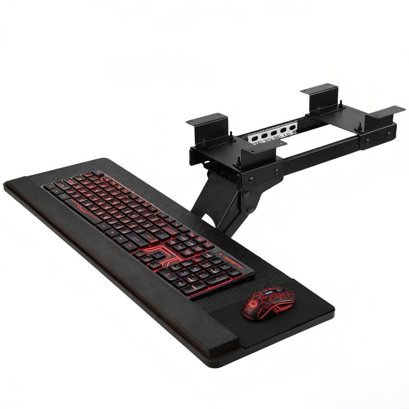 FAHKNS Ergonomic Keyboard Tray Under Deskï¼ŒLarge Size Keypad Tray Holderï¼Œ 360Â° Adjustable Slide Out Keyboard Tray Under Desk with Mouse Pad & Wrist Restï¼Œ Suitable for Office/Game/Home - Image 1