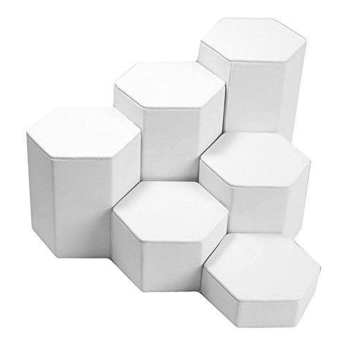Gems on Display Mid Size White Leather Jewelry Display Stand Riser Set  6 Pieces 