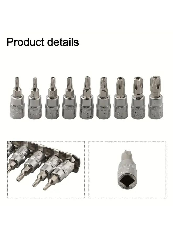 Generix Sockets Generic Inner Five Flower 9 Piece Set 5 Point Hollow Star Bit ...