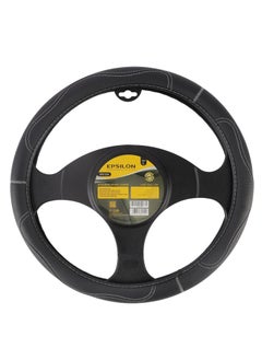 Epsilon Steering Wheel Cover- EPS1234 Size: L With Leather Touch for Improved Control and Grip Perfect for Protecting your Steering Wheel From Cracking and Peeling Black  - Image 1