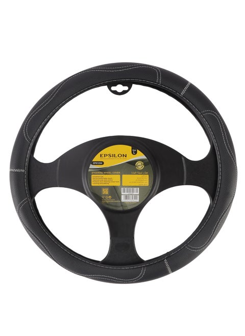 Steering Wheel Cover- EPS1234 Size: L With Leather Touch for Improved Control and Grip Perfect for Protecting your Steering Wheel From Cracking and Peeling Black