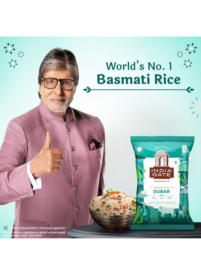 India Gate Dubar Basmati Rice | Long Slender Grains | Fluffy & Non-Sticky | 1 kg - Image 3