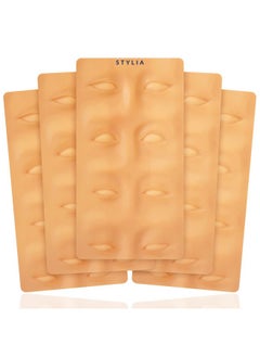 Stylia Microblading Supplies 5 Piece Practice Skin For Eyebrows: Permanent Makeup Silicone Skin To Practice Brow Micro-Blading And Needling, Fake Skin Sheets For Professionals And Beginners  - Image 1