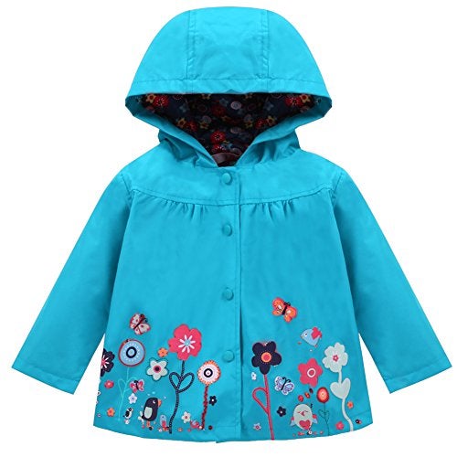 LZH Girl Baby Kid Waterproof Hooded Coat Jacket Outwear Suit Raincoat Hoodies with Pants Blue 5(For Age 4-5Y) - Image 3