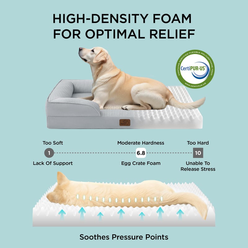 Bedsure XL Dog Bed for Extra Large Dogs - Orthopedic XLarge Dog Cat Cooling Bed Washable, Comfort Dogs Couch Sofa with Waterproof Removable Cover, Pet Bed with Nonskid Bottom, Cooling Blue, 42" - Image 3