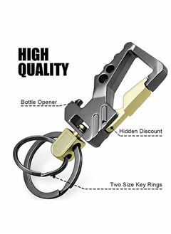 KASTWAVE Keychains, Keychain EDC Key Rings Bottle Opener Function Keychain Car Keys Tactical Carabiner Key Chain with Clip Llaveros de Hombre for Men and Women 2Pcs  - Image 2