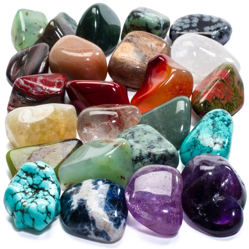 KALIFANO Bulk Tumbled Stones 1000 Carats Random Assortment of Polished High Energy Reiki Crystals Includes Rose Quartz Howlite Turquoise Fluorite etc Piedras Caidas with Healing Properties