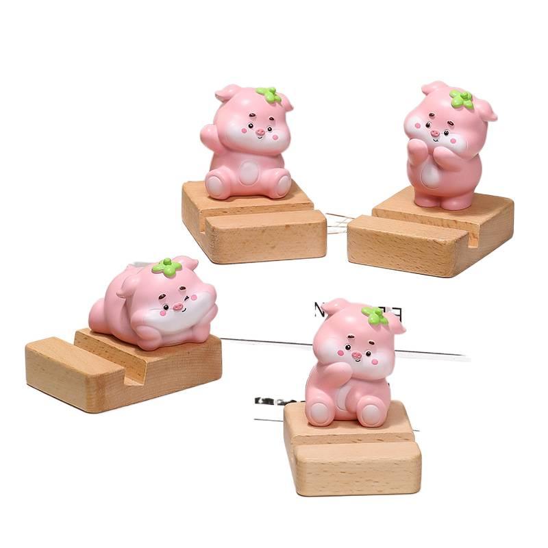 Phone Holder Cartoon Pig Desk Decoration for Phone and Tablet Fit Black with Lightweight Carry - Image 5