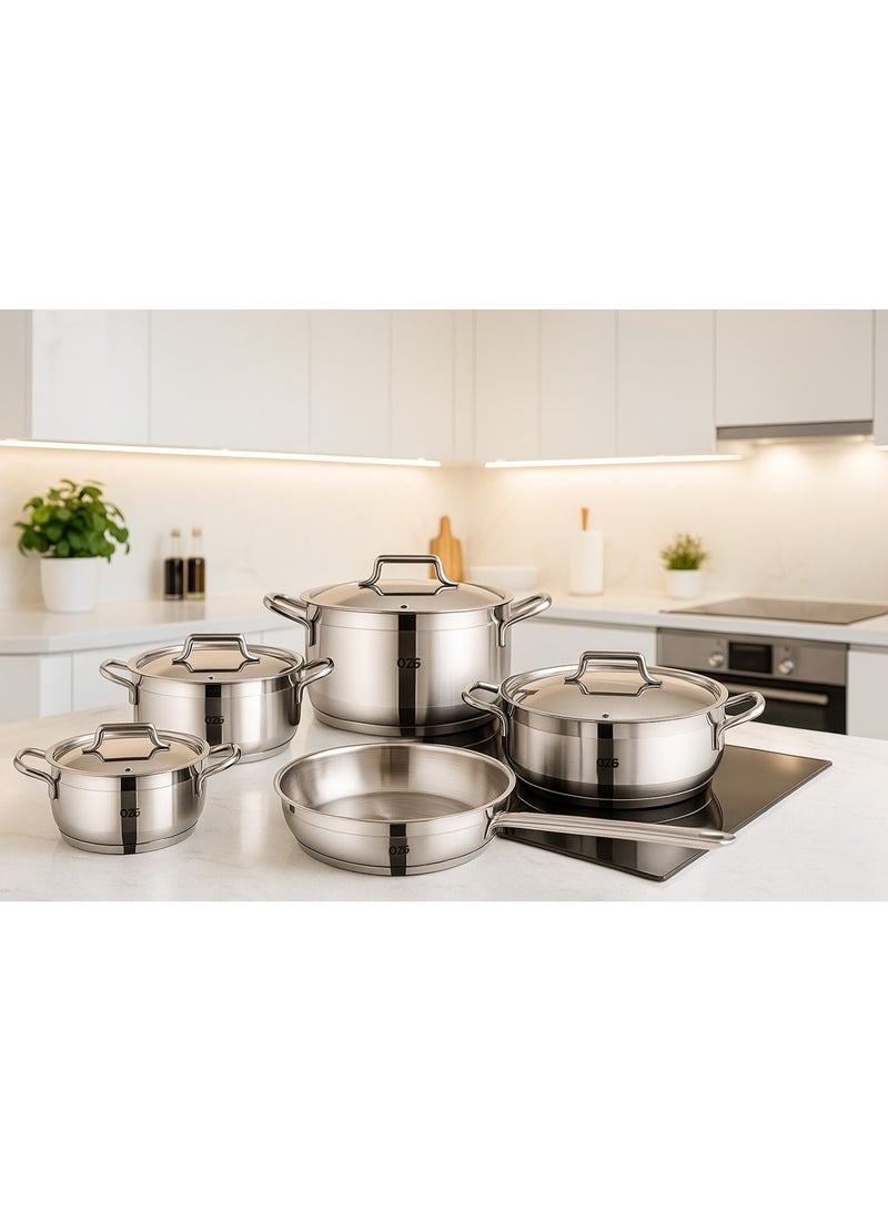 أوزو مجموعة أواني طهي من الفولاذ المقاوم للصدأ OZO 1144، 9 قطع - Image 1