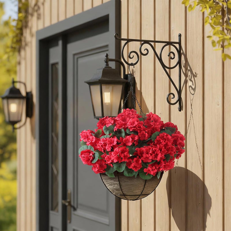 GLIDLION 12 Bundles Artificial Geranium Flowers for Spring Summer Decor, UV-Resistant Fake Plants Realistic Faux Silk Bouquets for Front Door Farmhouse Garden Porch Home Outdoor Decor (Red) - Image 4