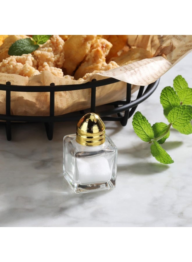 TYCOM Castor Salt and Pepper Shakers 24 packs Pocket Condiment Bottle Individual Seasonings Shakers Salt Container Holder Seasoning Holders Glass Pepper Jar Spice Jars Golden lids - Image 2