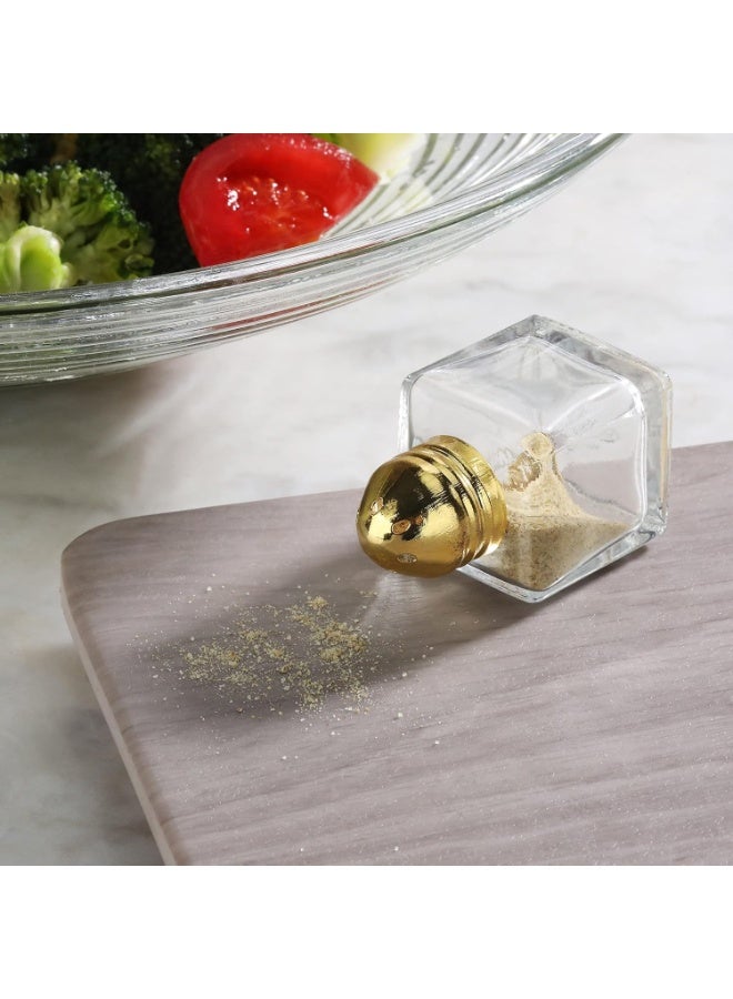 TYCOM Castor Salt and Pepper Shakers 24 packs Pocket Condiment Bottle Individual Seasonings Shakers Salt Container Holder Seasoning Holders Glass Pepper Jar Spice Jars Golden lids - Image 3