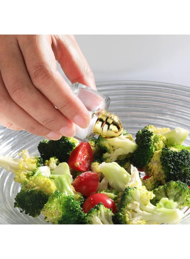 TYCOM Castor Salt and Pepper Shakers 24 packs Pocket Condiment Bottle Individual Seasonings Shakers Salt Container Holder Seasoning Holders Glass Pepper Jar Spice Jars Golden lids - Image 4