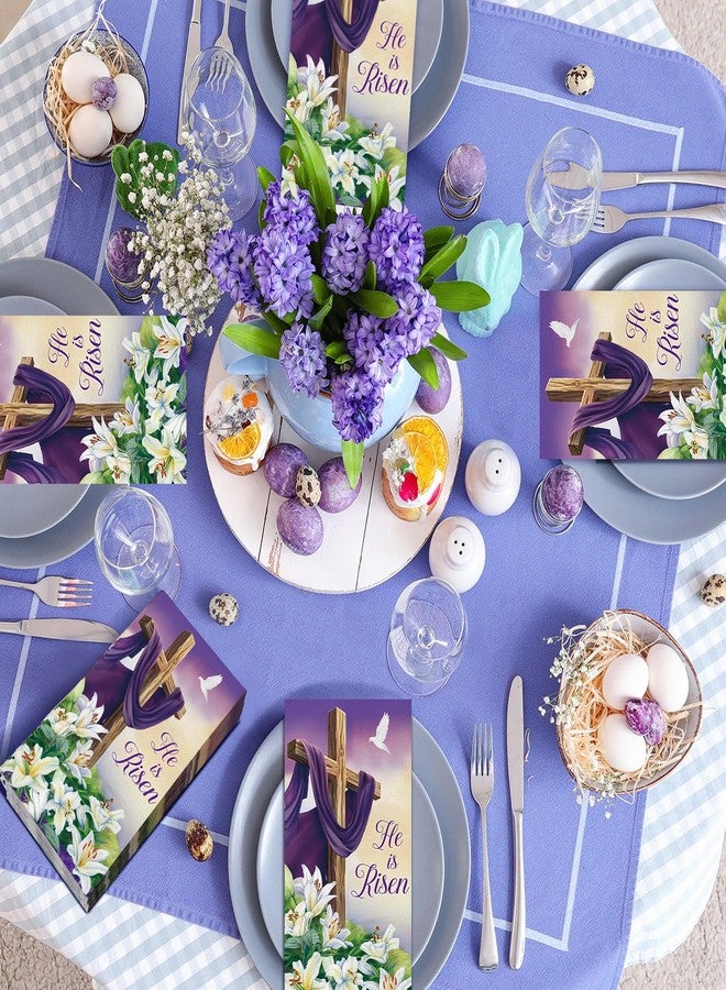 Chiisong 200 Pcs Spring Easter Napkins Bulks Disposable Spring Flower Easter Bunny Egg He Is Risen Napkins Guest Paper Hand Towel for Home Family Dinner Bathroom(He is Risen) - Image 4