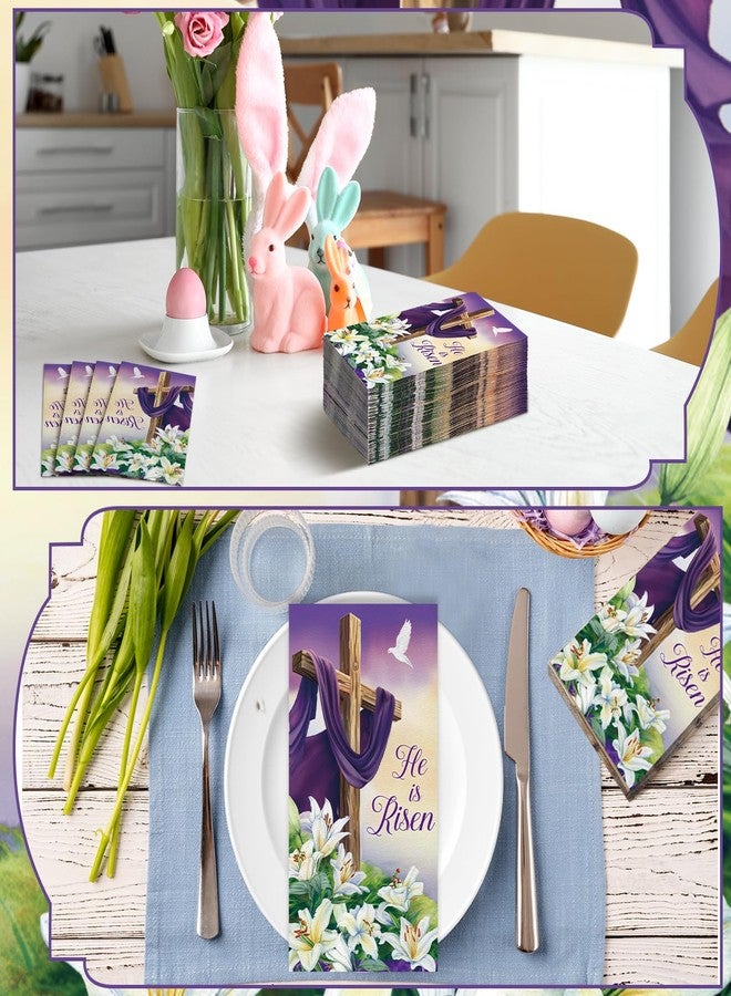 Chiisong 200 Pcs Spring Easter Napkins Bulks Disposable Spring Flower Easter Bunny Egg He Is Risen Napkins Guest Paper Hand Towel for Home Family Dinner Bathroom(He is Risen) - Image 5