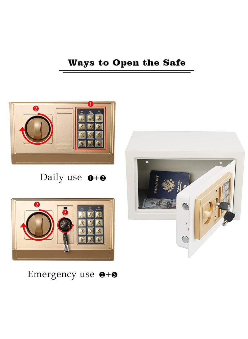RENOVO Digital Safe Box With Electronic Keypad and Key Lock White 200 MM - Image 4