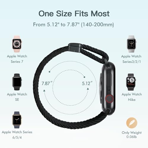 EVIE BAND Braided Band Compatible with Apple Watch Bands for Women 40mm 46mm 38mm 41mm 42mm 45mm 49mm Men, Magnetic Clasp Loop Nylon Stretchy Sport Strap for iWatch Series 11 10 9 8 7 6 5 4 3 2 SE - Image 5