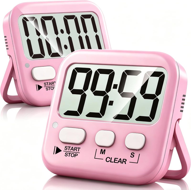 Antonki 2 Pack Digital Timer for Kids, Magnetic Countdown Kitchen Timers for Cooking, Egg, Classroom, Teacher, Exercise, Study, Oven - Battery Included - Image 1