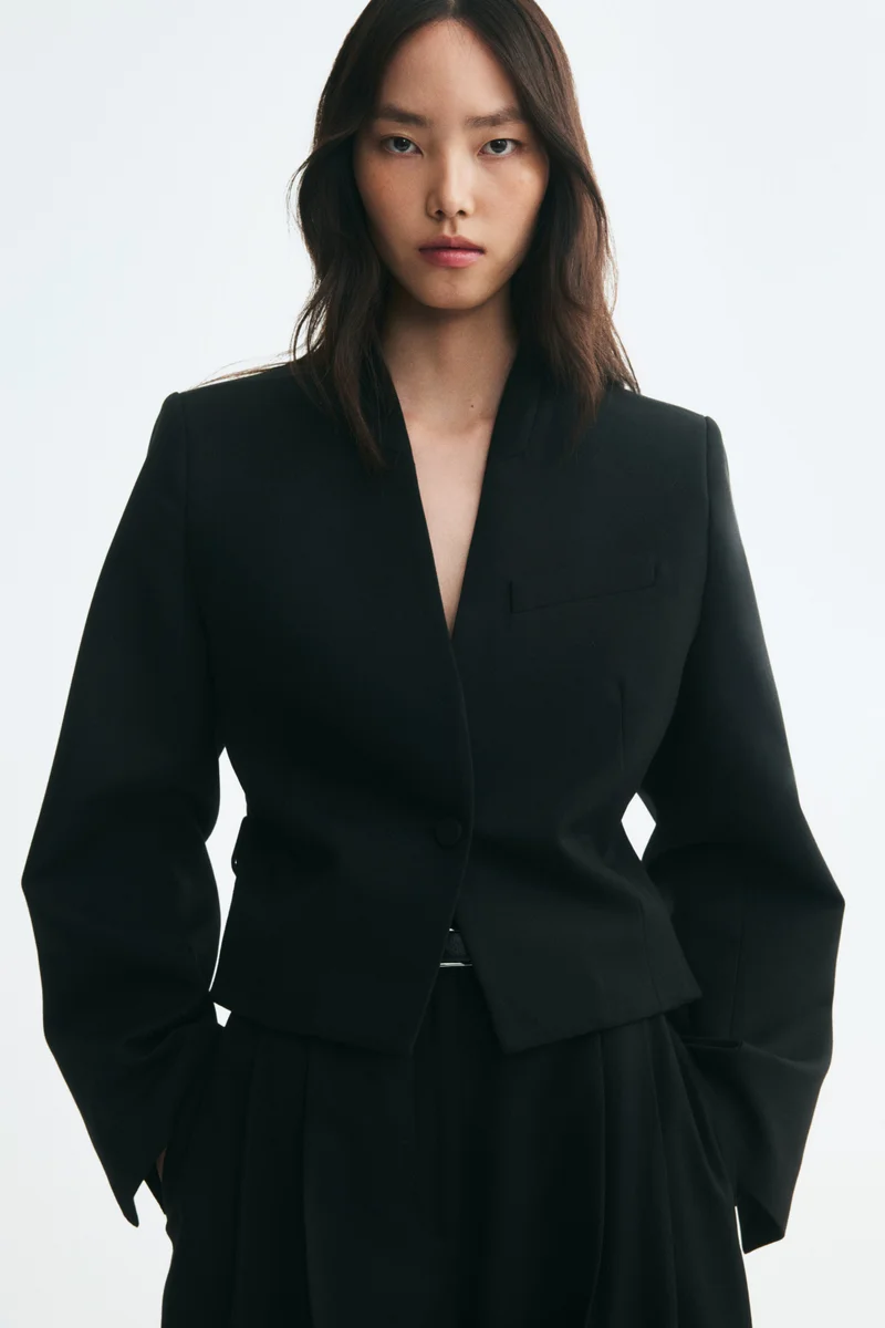 H&M  Cropped belt-detail blazer for Women | Best Price UAE