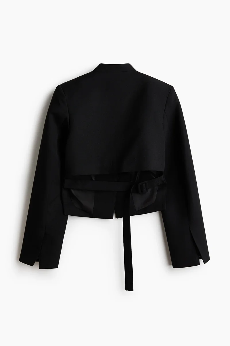 H&M  Cropped belt-detail blazer for Women | Best Price UAE