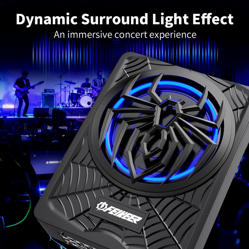 Feikeer NEW 10" 1200W Subwoofer,RGB Slim Underseat Car Subwoofer and Amp Package.Under Seat Subwoofers with Amp,Individual Control for Low Pass/Gain/Boost Bass.Deep Bass Perfect for Truck/SUV/Jeep/MPV - Image 5