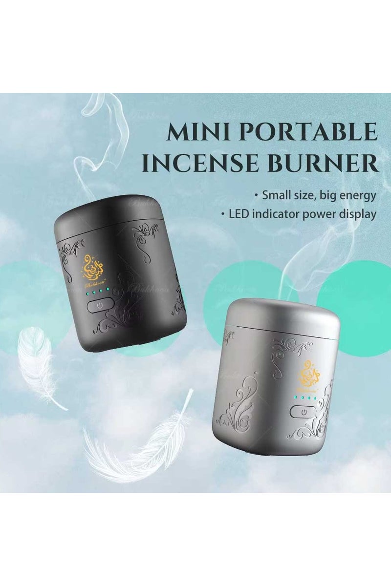 بخون مبخرة عربية إلكترونية صغيرة جديدة - مبخرة عود وبخور مع مؤشر للبطارية - Image 2