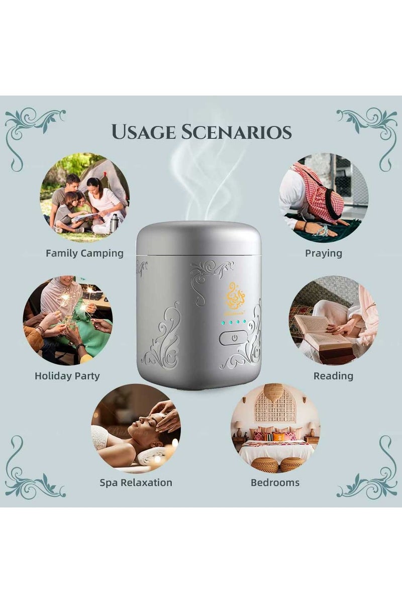 بخون مبخرة عربية إلكترونية صغيرة جديدة - مبخرة عود وبخور مع مؤشر للبطارية - Image 3