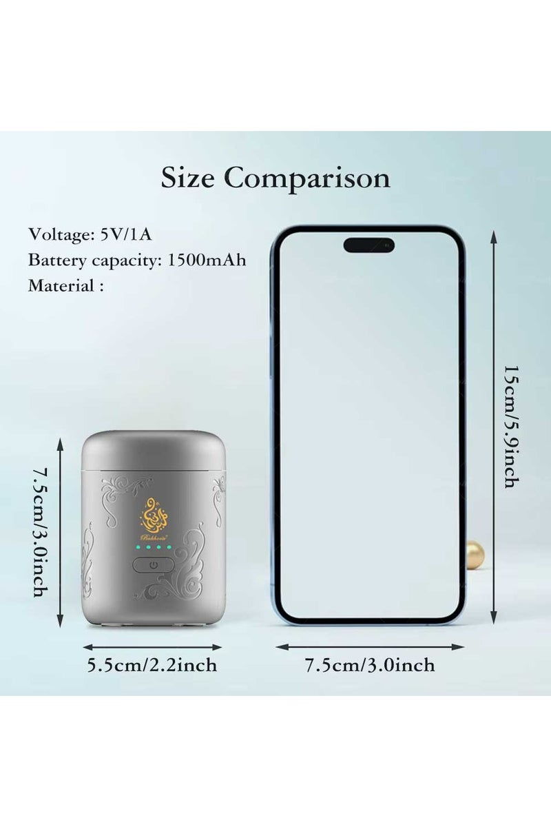 بخون مبخرة عربية إلكترونية صغيرة جديدة - مبخرة عود وبخور مع مؤشر للبطارية - Image 5