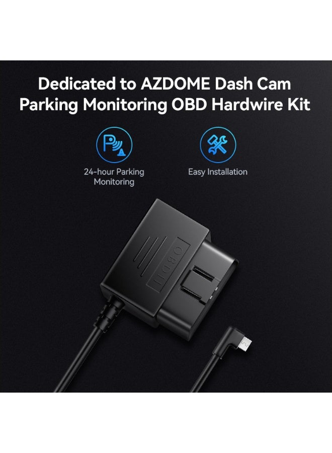 AZDOME OBD01 Type-C OBD Hardwire Kit for Dash Cams, 12V–24V to 5V/2.5A, Low-Voltage Cut-Off, 3.5m Cable, Plug-&-Play Parking Mode Power - Image 2