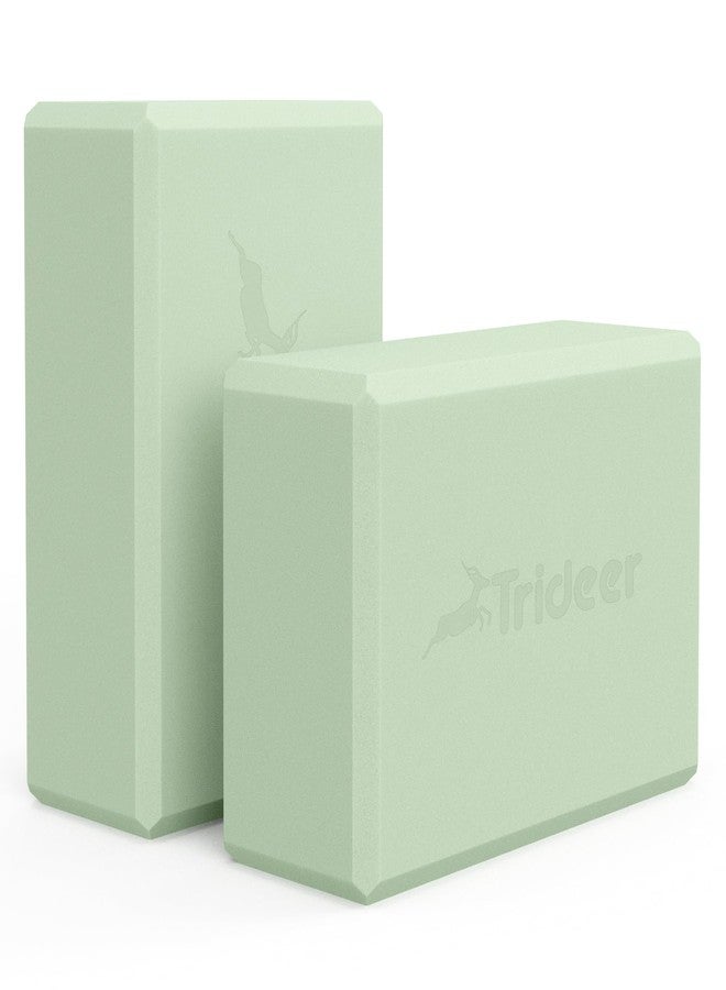 Trideer Yoga Block, Soft Non-Slip Surface Foam Premium Blocks, Supportive, Lightweight, Odor Resistant, green 2pack - Image 1