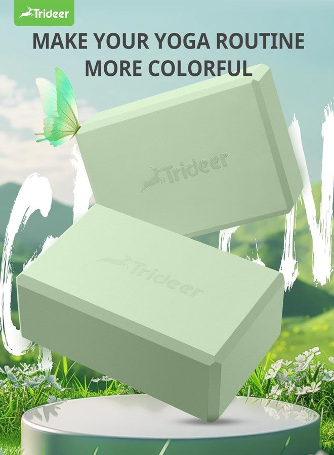 Trideer Yoga Block, Soft Non-Slip Surface Foam Premium Blocks, Supportive, Lightweight, Odor Resistant, green 2pack - Image 2