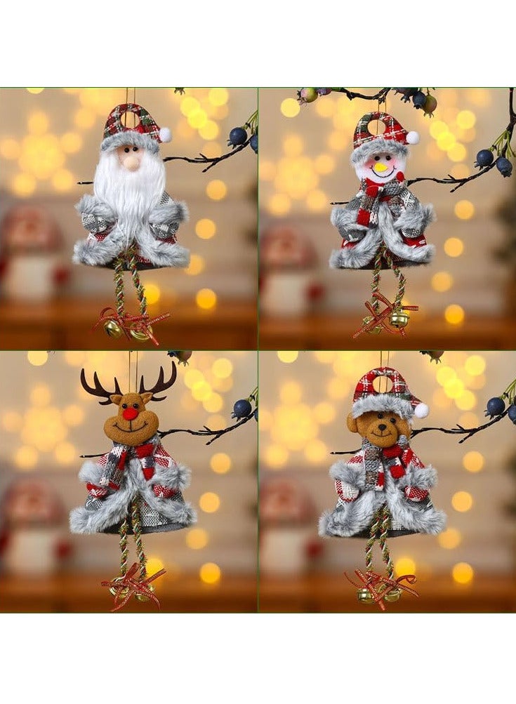 AUTOYSUR 4 Pack Plush Christmas Tree Ornaments Santa, Snowman, and Reindeer Designs Christmas Tree Decoration for Christmas Tree Hanging Party Ornaments - Image 2