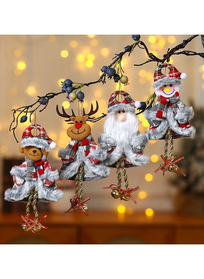 AUTOYSUR 4 Pack Plush Christmas Tree Ornaments Santa, Snowman, and Reindeer Designs Christmas Tree Decoration for Christmas Tree Hanging Party Ornaments - Image 1