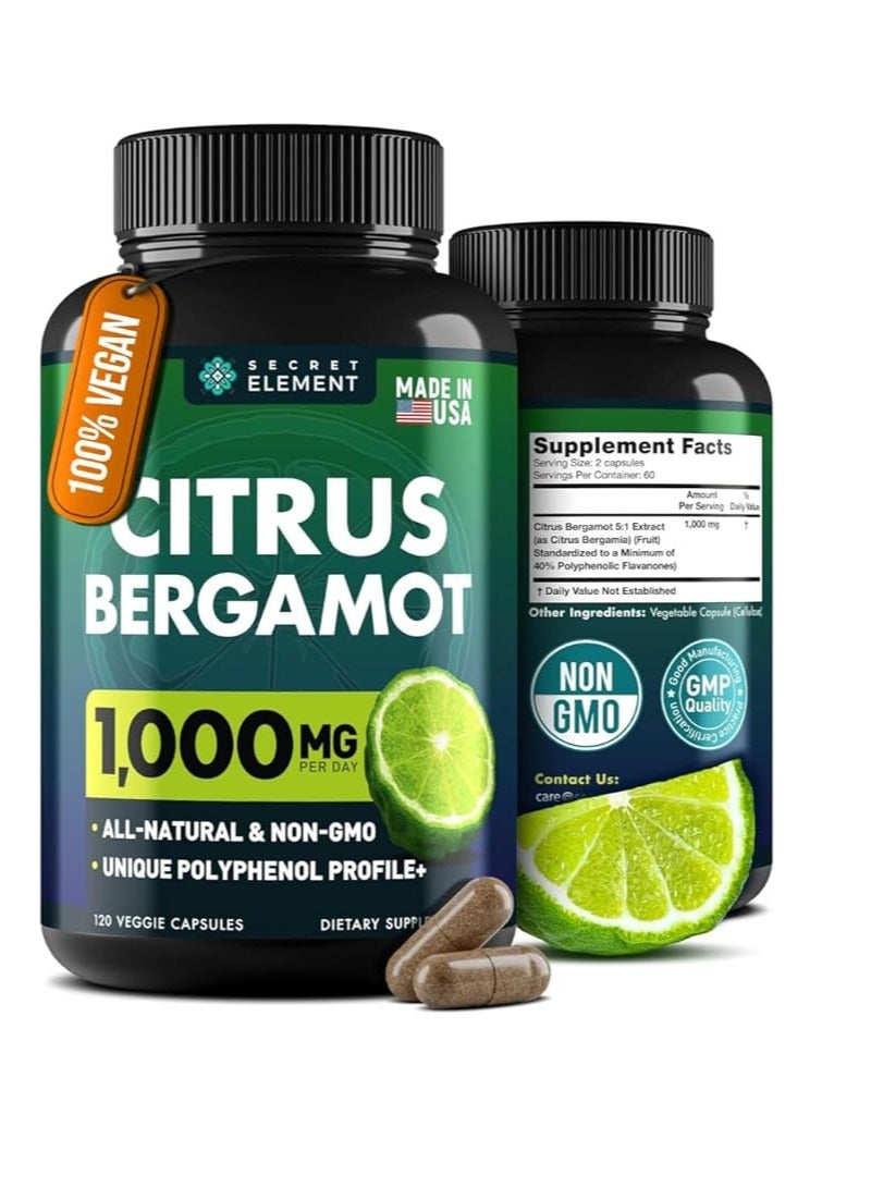 سيكرت إلمنت مكمل الحمضيات والبرغموت للقلب ودعم الجهاز المناعي والشيخوخة الصحية 120 كبسولة